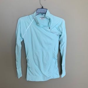 Athleta light blue pullover with quarter zipper